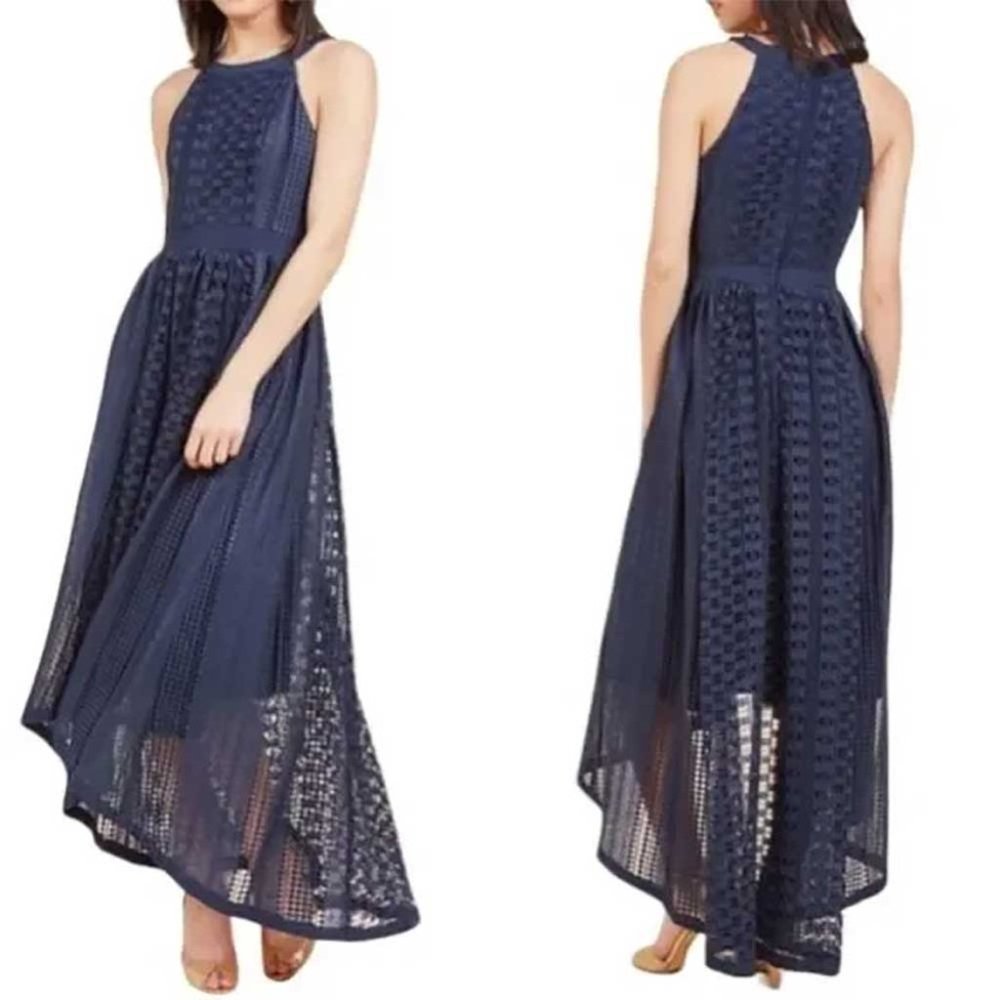 Modcloth Harmonious Ceremony Dress high low blue crochet